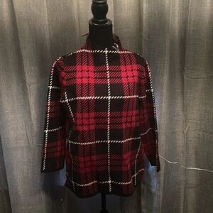 Red Plaid Anne Klein Turtleneck Sweater